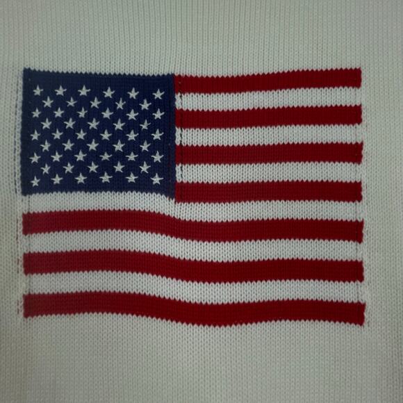 Fourteen Twelve Ivory American Flag Knit Crew Neck Sweater Womens Medium - Picture 2 of 13